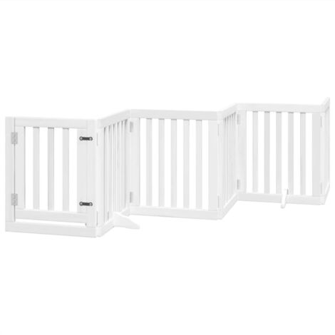 Barrière pour chien  Barrière de sécurités et porte 6 panneaux blanc bois de peuplier CFW84426
