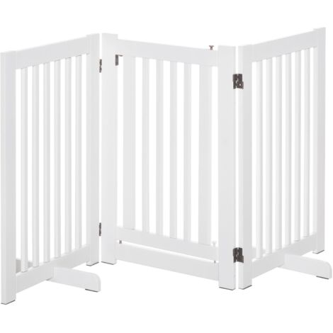 Barrière pour chien en bois, barrière de sécurité autoportante, réglable, pliable, blanche, 155 x 1,5 x 76 cm