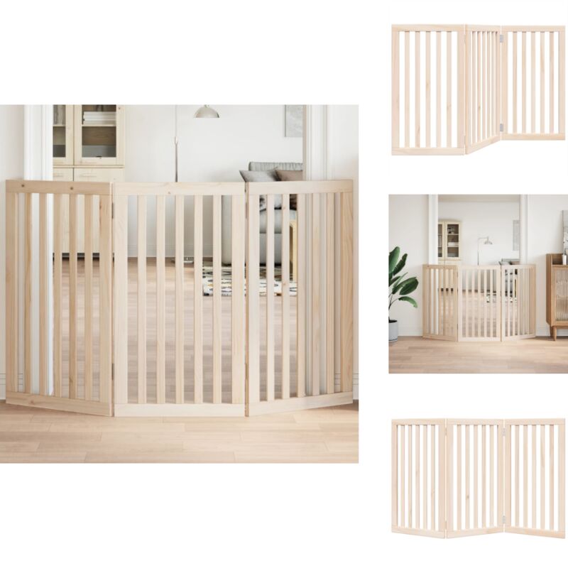 Barrière pour chien pliable 3 panneaux 150 cm bois de peuplier - Barrière Pour Chien - Barrières Pour Chiens - Barrière Pour Animaux De Compagnie