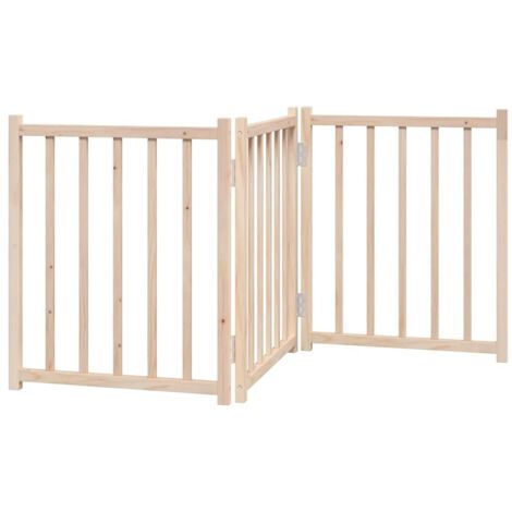 Barrière pour chien pliable 3 panneaux 150 cm bois sapin massif CFW86029
