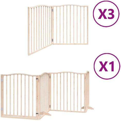 Barrière pour chien porte pliable 10 panneaux bois de peuplier CFW44897
