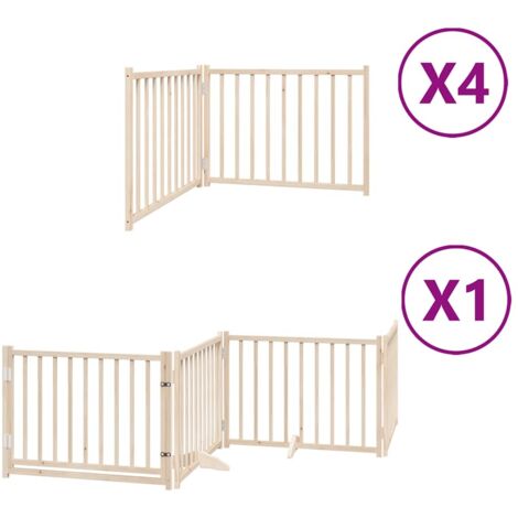 Barrière pour chien porte pliable 12 panneaux bois de peuplier CFW28570