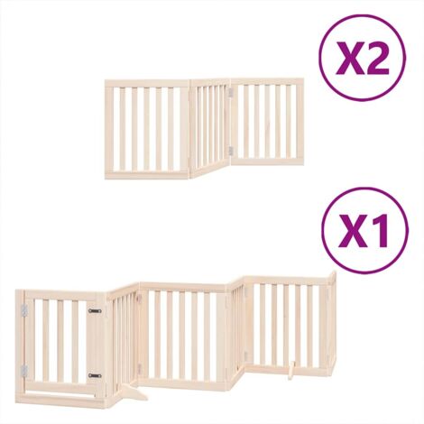 Barrière pour chien porte pliable 12 panneaux bois de peuplier CFW40632