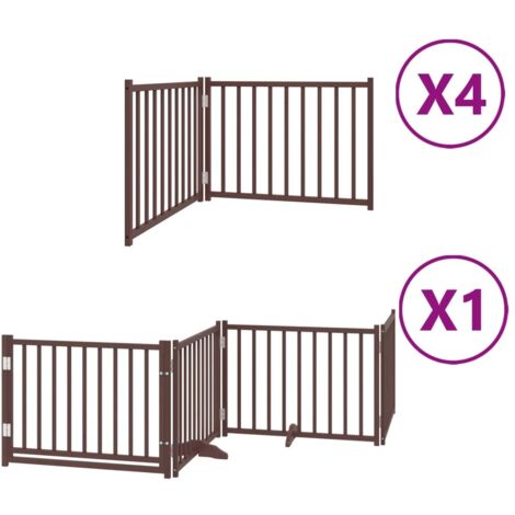 Barrière pour chien porte pliable 12 panneaux bois de peuplier CFW52195