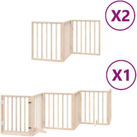 Barrière pour chien porte pliable 12 panneaux bois de peuplier CFW64758