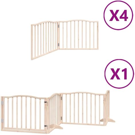 Barrière pour chien porte pliable 12 panneaux bois de peuplier CFW69234
