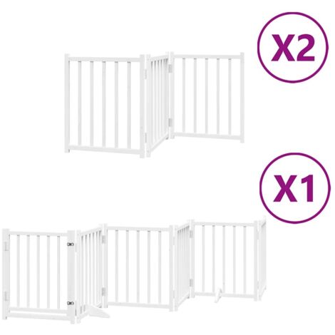 Barrière pour chien porte pliable 12 panneaux bois de peuplier CFW75891