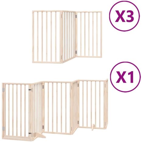 Barrière pour chien porte pliable 15 panneaux bois de peuplier CFW38732