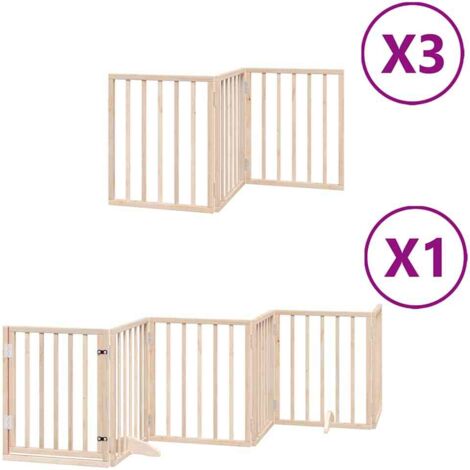 Barrière pour chien porte pliable 15 panneaux bois de peuplier CFW49661