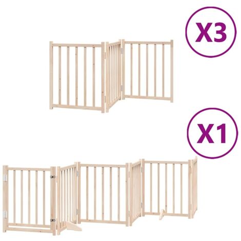 Barrière pour chien porte pliable 15 panneaux bois de peuplier CFW72421