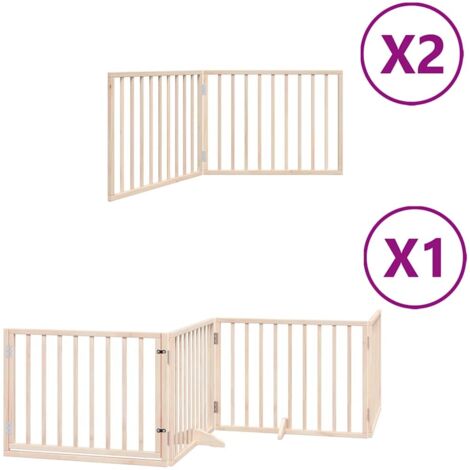 Barrière pour chien porte pliable 8 panneaux bois de peuplier CFW63056