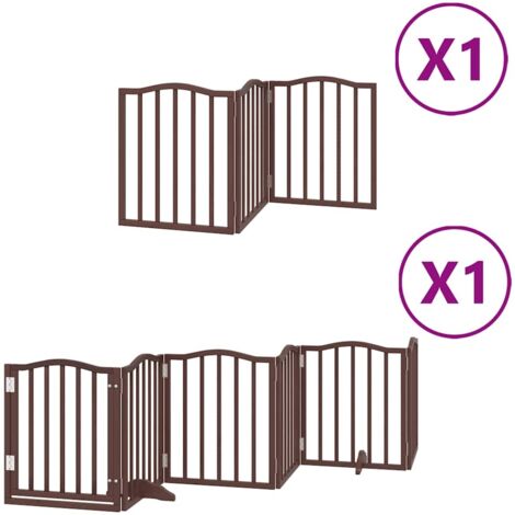 Barrière pour chien porte pliable 9 panneaux bois de peuplier CFW56008