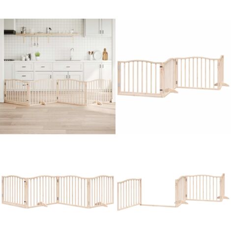 Barrière pour chiens avec porte 4 panneaux bois de peuplier - Barrière bois - Barrière pour chiens avec porte