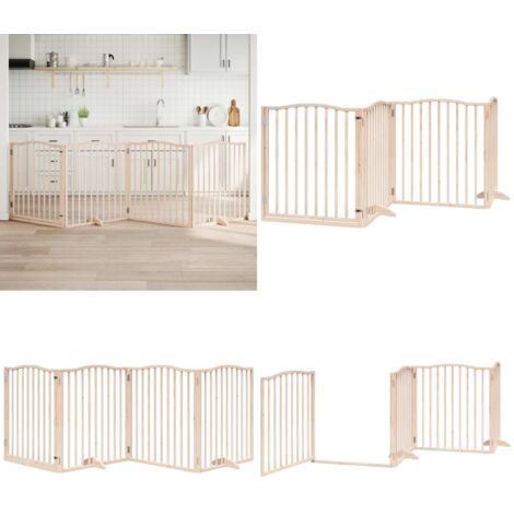 Barrière pour chiens avec porte 4 panneaux bois de peuplier - Barrière bois - Barrière pour chiens avec porte