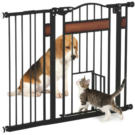 Barrière pour Chiens de Taille Moyenne et Petite avec Fermeture Automatique, 74-105x76,2 cm, Noir