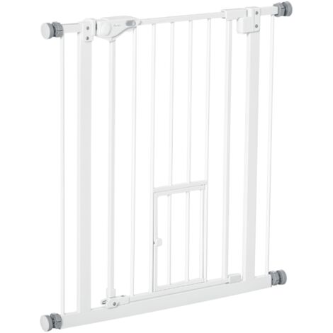 Barrière sécurité extensible petite porte fermeture auto double verrouillage, 74-80x76,2 cm, blanc