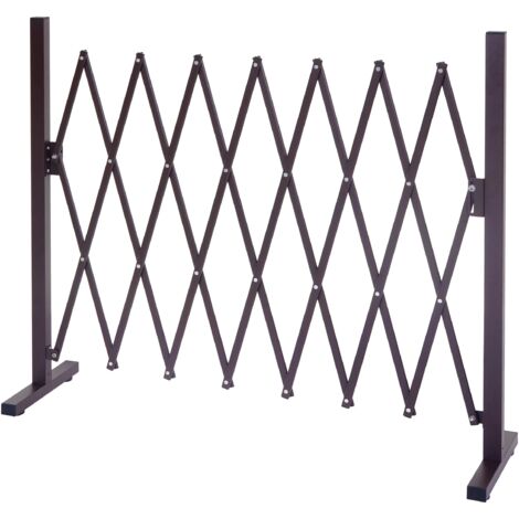 Barrière treillis à ciseaux grille de protection des animaux extensible marron aluminium hauteur 103 cm largeur 35-300 cm 040003378