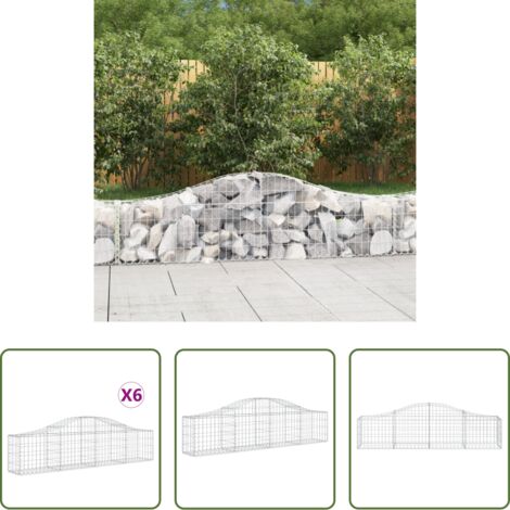 Barrières de jardin -  Paniers à gabions arqués 6 pcs 200x30x40/60 cm Fer galvanisé