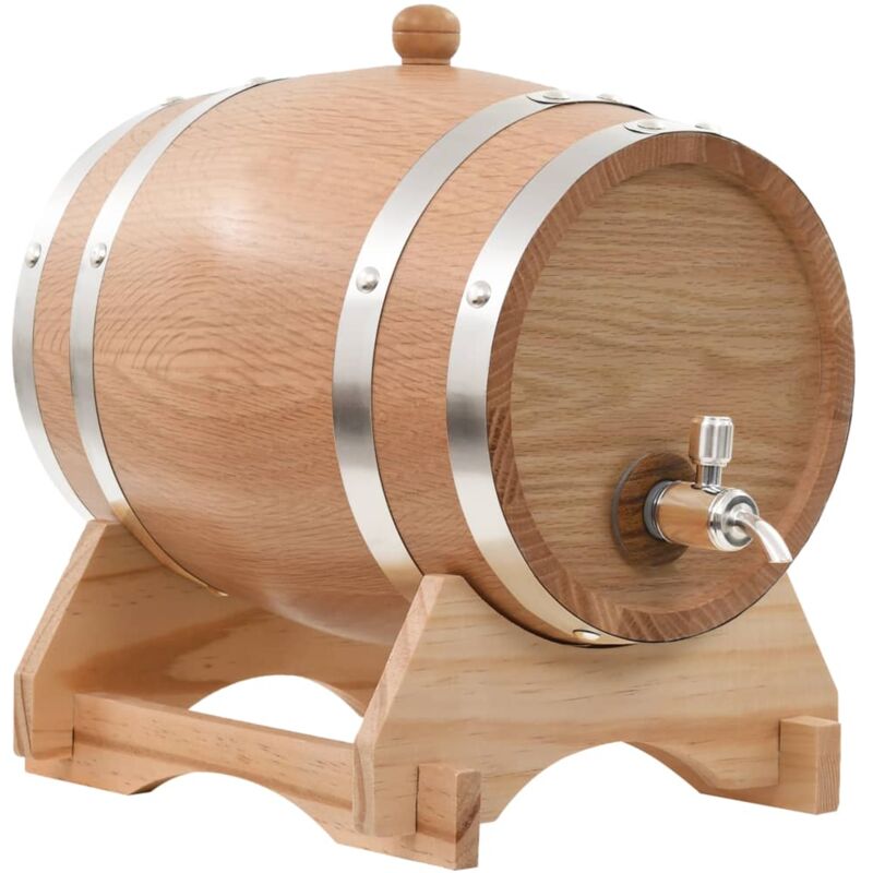 

vidaXL Barril de vino con grifo madera roble macizo 6 L