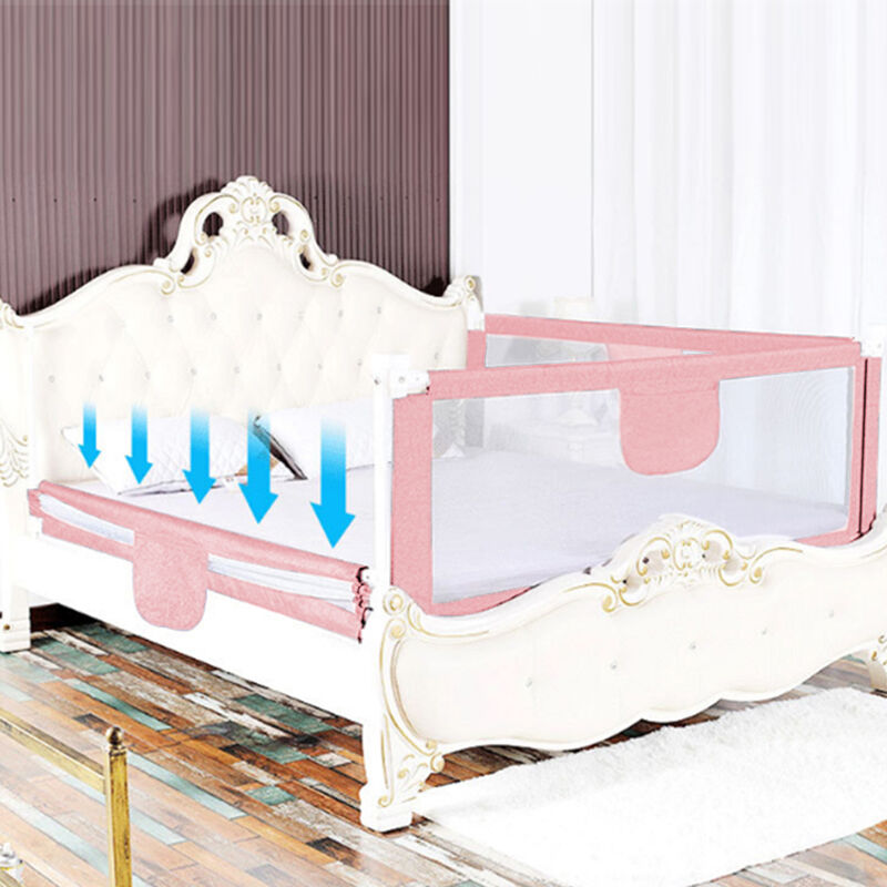 Barrière de Lit Portable Bébé Enfant Barrière de Sécurité pour Lit de Bébé Rose 1.8 Mètres