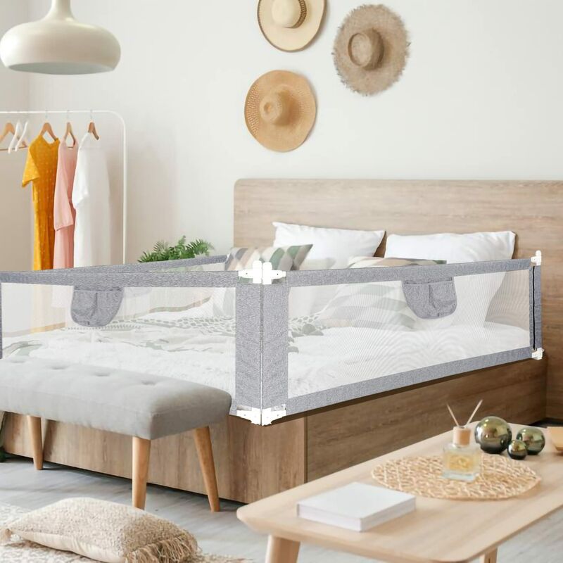 Skecten - Barrière de Sécurité de Lit d'Enfant 200 cm Gris