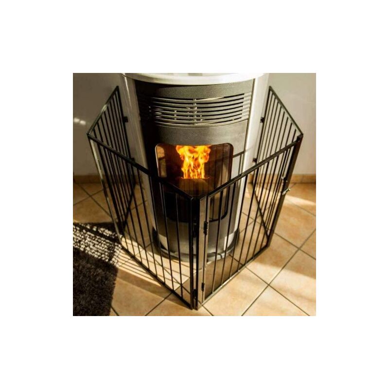 Wyctin - Hofuton Barrière de sécurité enfant 240 cm Grille de protection métal pliable avec porte inclus 4 éléments noir