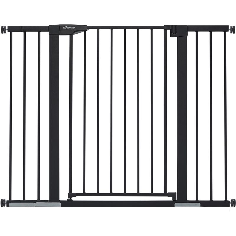 Insma - Barrière de Sécurité extensible Barrière d'escalier Fermeture facile pour bébé chien H.91 cm L.75-124 cm noir