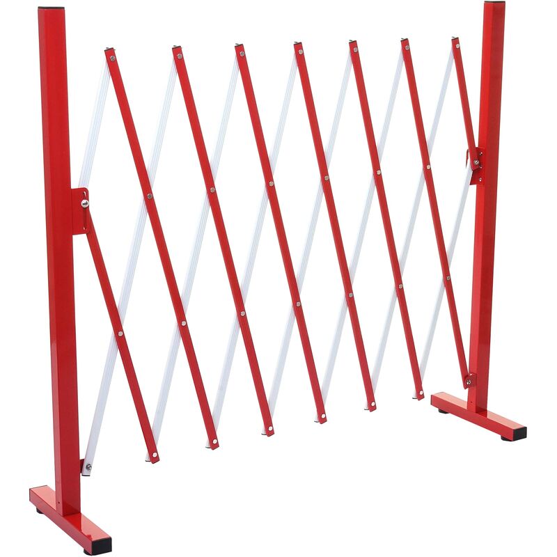 Décoshop26 - Barrière de sécurité treillis à ciseaux extensible aluminium rouge-blanc hauteur 103cm largeur 28-200cm 040001214