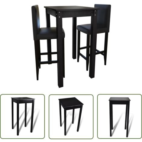 Barset Bartisch mit 2 Barhockern Schwarz - Essbereichssets - Barset - Bartisch - Hocker - Küchenstuhl