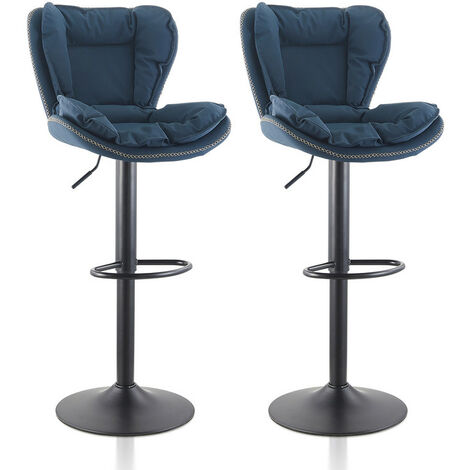 Barstools,2x Swivel Barstool, Kitchen Bar stools, PU Leather Breakfast Barstool Set,Blue