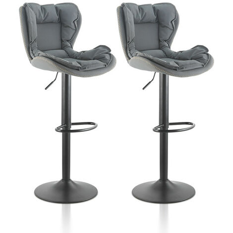 Barstools,2x Swivel Barstool, Kitchen Bar stools, PU Leather Breakfast Barstool Set,Grey