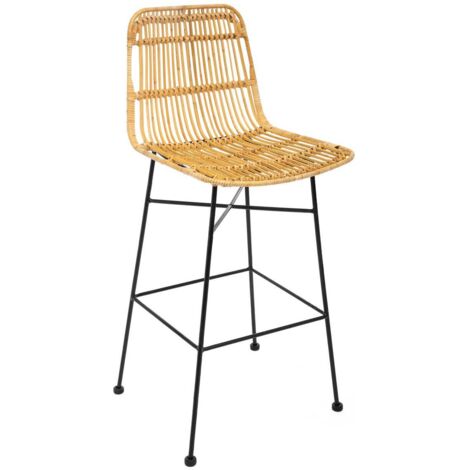 Barstuhl Kubu - Metall und Rattan