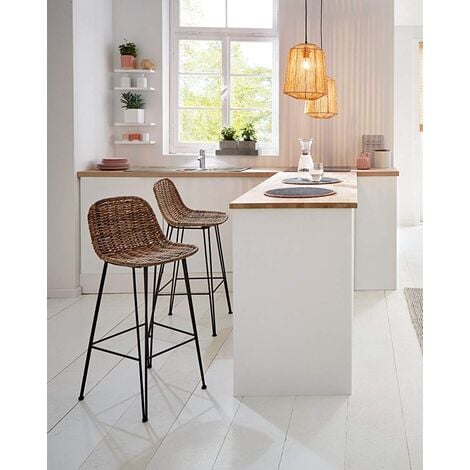 Barstuhl "Modern Line" aus Rattan, Sitzhöhe 67cm, Küchenstuhl, Tresenhocker