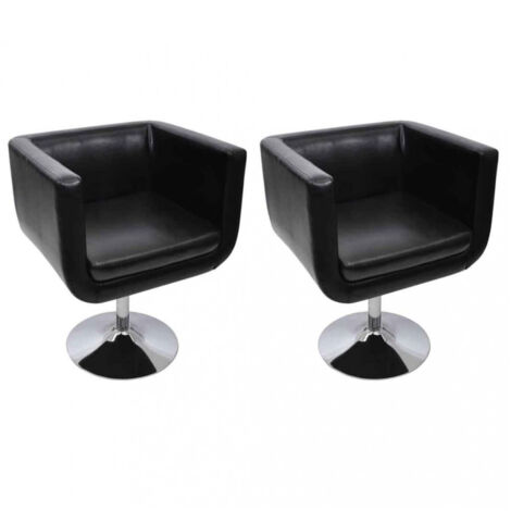 Barstuhl Set von 2 Kunstleder Schwarz