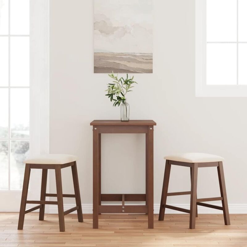 Barstühle Mit Kissen 2 Stk. Braun Massivholz Gummibaum - Vidaxl