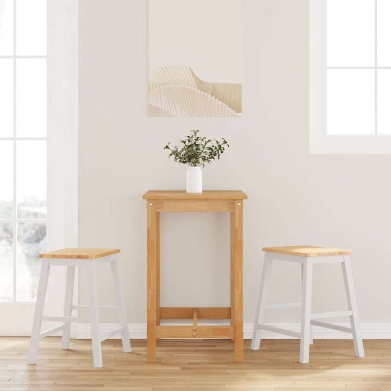 Barstühle 2 Stk. Weiß Massivholz Gummibaum - Vidaxl