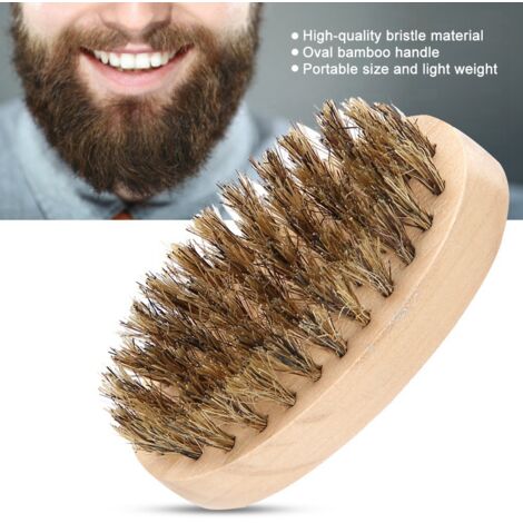 Bartbürste aus natürlichem Bambus mit integriertem Kamm und ergonomischem Griff