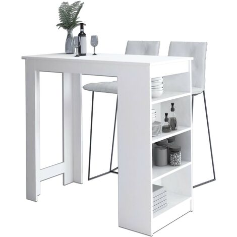 Bartisch AKORD Hockertisch Weiß 115 cm 4 Ebenen B115 x H103 x T50 cm