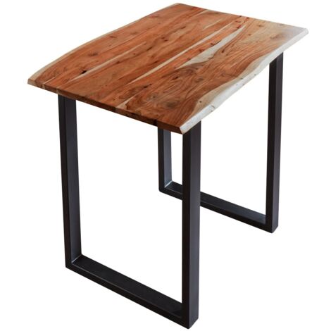 Bartisch Baumkante massiv Akazie nussbaum 80 x 80 schwarz Quebec