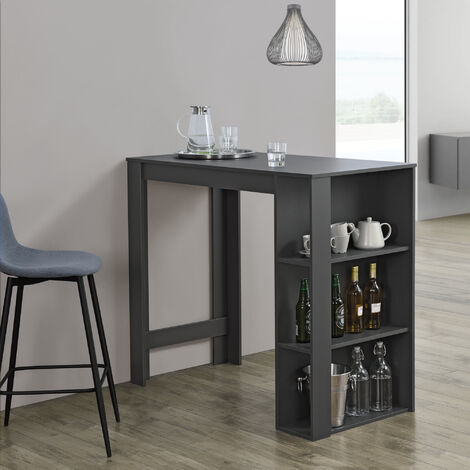 Bartisch Danderyd 120x60x106 cm mit 3 Ablagefächern Dunkelgrau [en.casa]