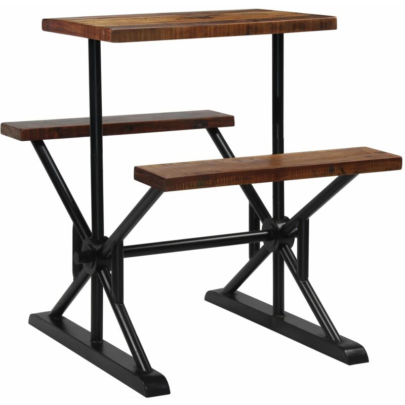 Bartisch mit Bänken Altholz Massiv 80 x 50 x 107 cm