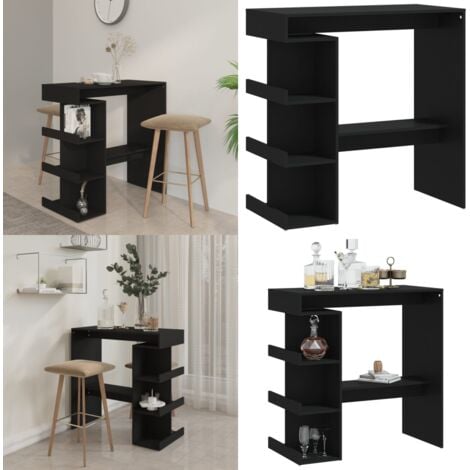 Bartisch mit Regal Schwarz 100x50x101,5 cm Holzwerkstoff - Stehtisch - Bartisch - Bistrotisch - Kücheninsel - Holzwerkstoff - Home & Living