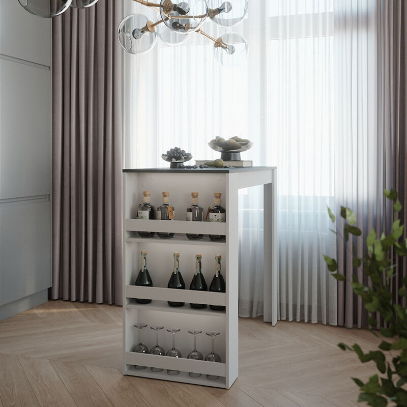 Bartisch Repose, Anthrazit/weiß, 57 X 117 Cm, Vicco