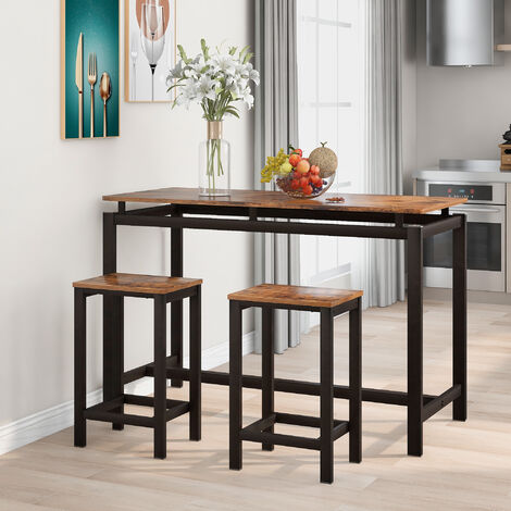 Bartisch-Set, Bar Tisch und St¨¹hle aus Eisenholz, K¨¹chentisch und St¨¹hle, Stehtisch und Barhocker, Restaurant, Stehtisch aus dunklem Holz