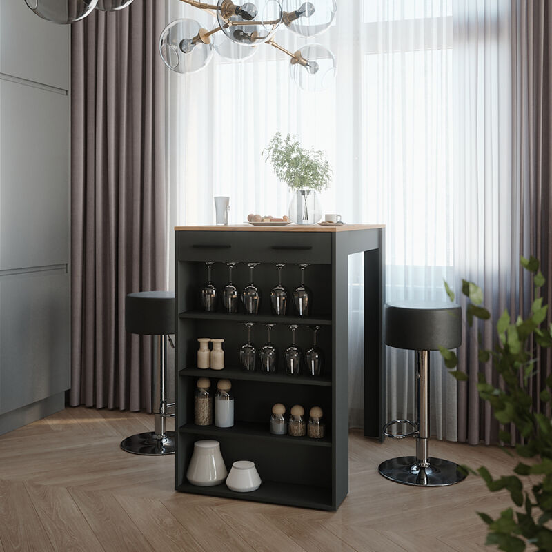 Bartisch-set Repose, Anthrazit, 67 X 100 Cm Mit 2 Barhockern, Vicco