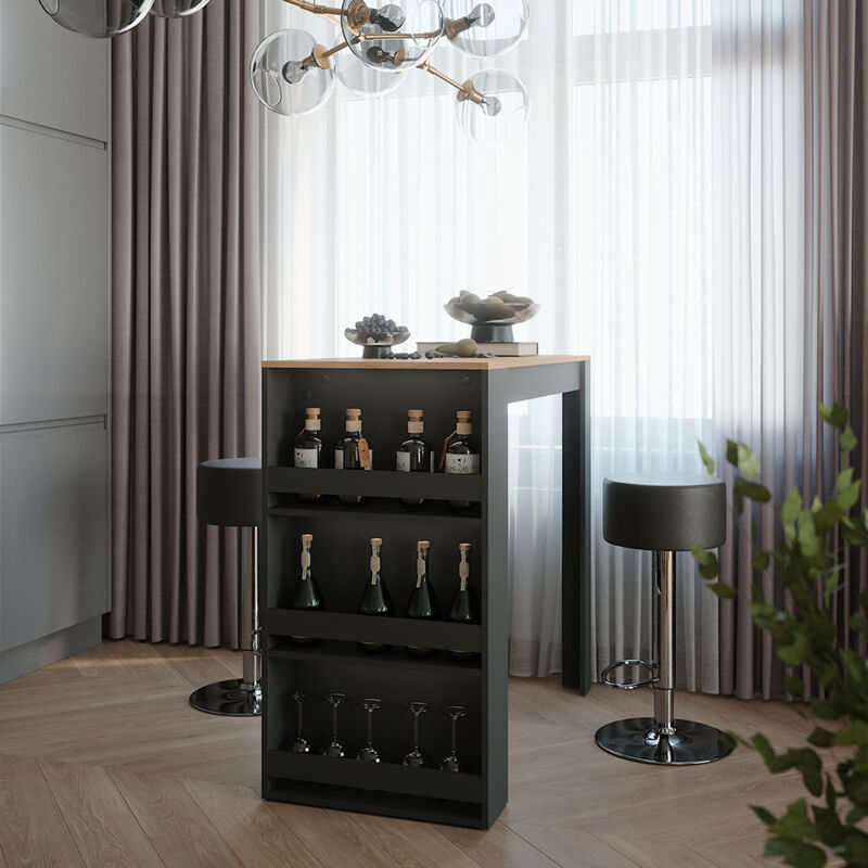 Bartisch-set Repose, Anthrazit, 57 X 117 Cm Mit 2 Barhockern, Vicco