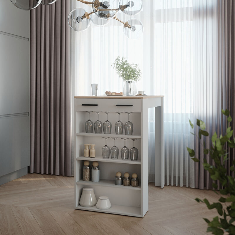 Bartisch , Weiß/sonoma, 67 X 100 Cm Bartisch, Vicco