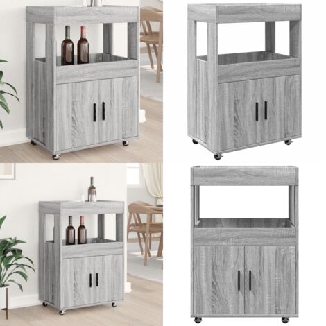 Barwagen Grau Sonoma 60x39,5x89 cm Holzwerkstoff - Sideboard - Barwagen - Holz Sideboard - Grau Sideboard - Wohnraum Möbel - Home & Living