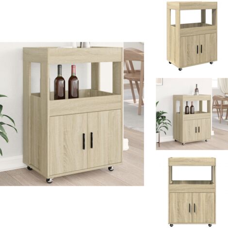 Barwagen Sonoma-Eiche 60x39,5x89 cm Holzwerkstoff - Sideboard - Barwagen - Servierwagen - Möbel - Wohnraum