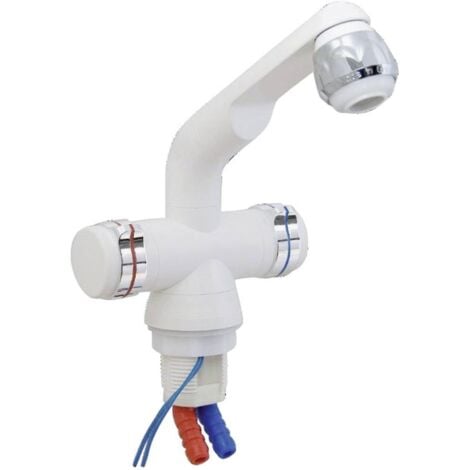 Barwig 4100-235 Rubinetto a due manopole Raccordo tubo flessibile 10 mm Bianco, Cromo
